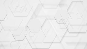 Abstract white tech motion background with hexagons video
