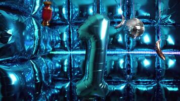 Party Background with Number 1 Foil Balloon, Disco Balls, and Lights video
