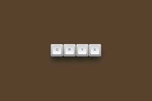 Oryx text on a 3d keyboard button with shadow concept series photo