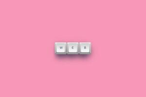 Web text on a 3d keyboard button with shadow concept series photo
