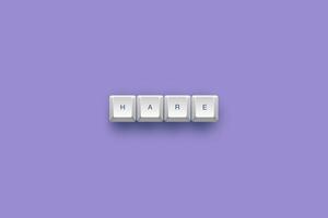 Hare text on a 3d keyboard button with shadow concept series photo