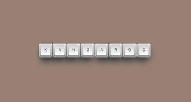 kangaroo text on a 3d keyboard button with shadow concept series photo