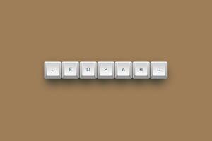 Leopard text on a 3d keyboard button with shadow concept series photo