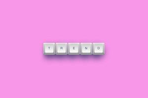 Trend text on a 3d keyboard button with shadow concept series photo