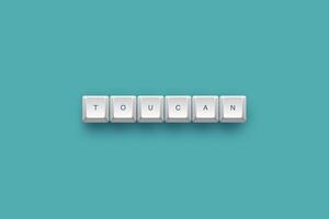Toucan text on a 3d keyboard button with shadow concept series photo