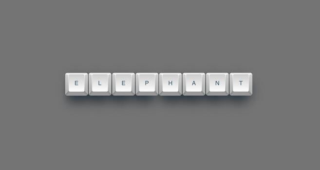 Elephant text on a 3d keyboard button with shadow concept series photo