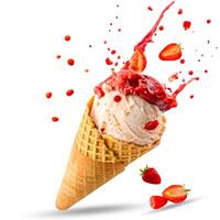 3d splash cone ice cream 3 isolated white background photo