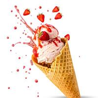 3d cone ice cream 7 isolated white background photo
