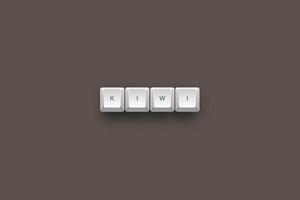 kiwi text on a 3d keyboard button with shadow concept series photo