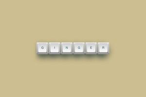 Ginger text on a 3d keyboard button with shadow concept series photo