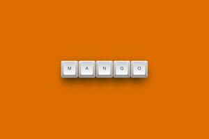 Mango text on a 3d keyboard button with shadow concept series photo