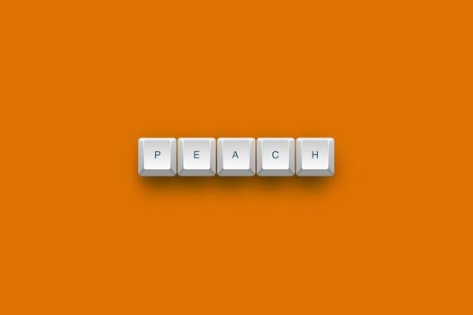 Peach text on a 3d keyboard button with shadow concept series photo