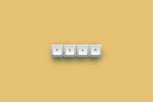 Pear text on a 3d keyboard button with shadow concept series photo