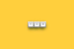 Yam text on a 3d keyboard button with shadow concept series photo