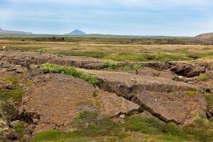 Iceland Caked Lava field landscape under a blue summer sky photo
