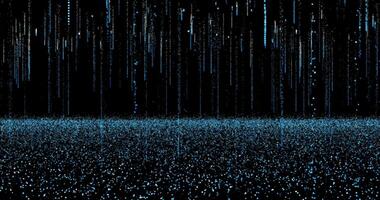 Plumes of falling particles into the ocean of sparkling particles. Abstract animation.1 video