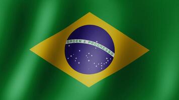 Brazil Flag Waving in the Wind Loop Animation with Fabric Texture in 4K Ultra HD Stock Footage for Patriotic and National Projects video