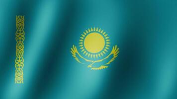 Kazakhstan Flag Waving in the Wind Close Up with Realistic Fabric Texture and Seamless Loop Animation in 4K UHD Quality Download video