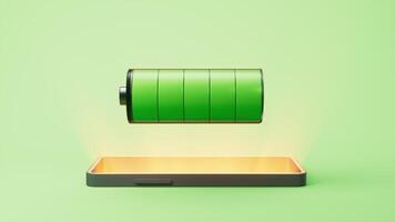 Loop animation of mobile phone with battery on it, 3d rendering. video