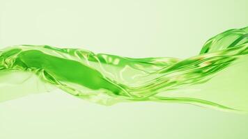 Flowing transparent green cloth background, 3d rendering. video