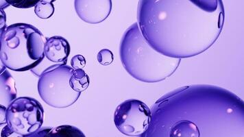 Floating transparent bubbles background, 3d rendering video
