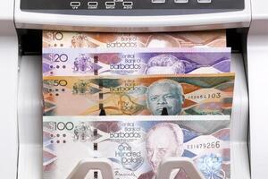 Barbadian dollar in the counting machine photo