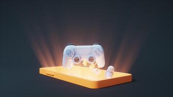 Cartoon style gamepad and mobile phone, 3d rendering. video