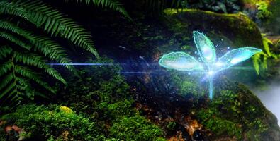Crystal tree on moss, ESG environment Social and Governance, World sustainable environment concept, CSR, ESG, NET ZERO photo