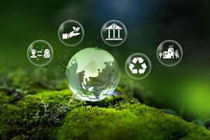ESG icon for environment. Society and Governance Sustainable global environment concept photo