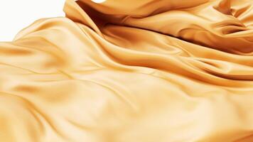 Flowing golden wave cloth background, 3d rendering video