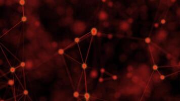 animated futuristic orange abstract fractal plexus pattern on black background loop, technology internet network connection with polygons, dots and lines in the slow motion video