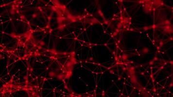 animated futuristic red abstract fractal plexus pattern on black background loop, technology internet network connection with polygons, dots and lines in the slow motion video
