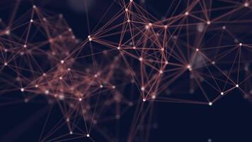 animated pink abstract fractal plexus pattern on blue background loop, technology internet network connection with polygons, dots and lines in the slow motion video