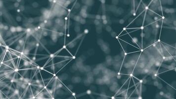 animated futuristic white abstract fractal plexus pattern on blue background loop, technology internet network connection with polygons, dots and lines in the slow motion video
