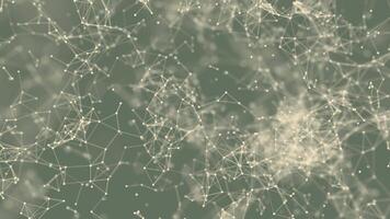 animated white abstract fractal plexus pattern on green background loop, technology internet network connection with polygons, dots and lines in the slow motion video