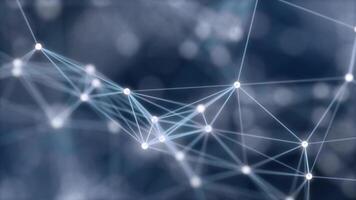 Abstract concepts of cyber security technology and digital data fractal plexus pattern on background loop, blue white internet network connection with polygons, dots and lines in the slow motion video