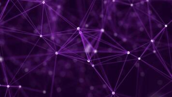 animated purple abstract fractal plexus pattern on black background loop, technology internet network connection with polygons, dots and lines in the slow motion video