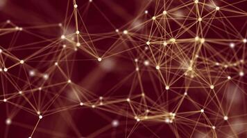 Abstract concepts of cybersecurity technology and digital data fractal plexus pattern on background loop, red internet network connection with polygons, dots and lines in the slow motion video