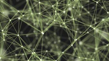 abstrakt begrepp av Cybersäkerhet teknologi och digital data fraktal plexus mönster på bakgrund slinga, grön internet nätverk förbindelse med polygoner, prickar och rader i de långsam rörelse video
