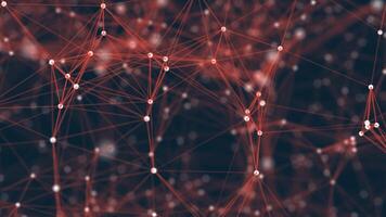 Abstract concepts of cybersecurity technology and digital data fractal plexus pattern on background loop, soft red internet network connection with polygons, dots and lines in the slow motion video