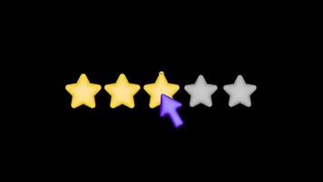 3 star rating emoji animation 4k transparent background. Customer rating feedback concept. 3d rendering video