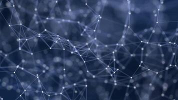 Abstract concepts of security technology and digital data fractal plexus pattern on background loop, blue internet network connection with polygons, dots and lines in the slow motion video