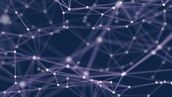 Abstract concepts of cyber technology and digital data fractal plexus pattern on background loop, blue internet network connection with polygons, dots and lines in the slow motion video