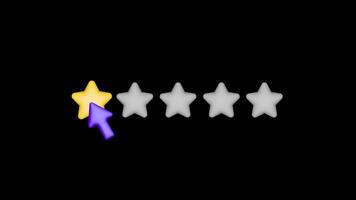 Single star rating emoji animation 4k transparent background. Customer rating feedback concept. 3d rendering video