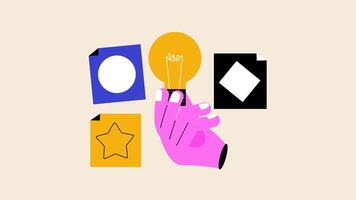 Animation of a light bulb, representing ideas, imagination, and creativity video