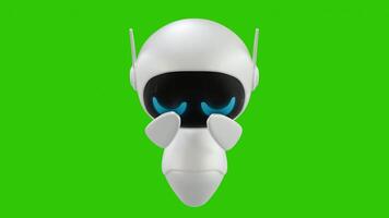 Cute 3D mini Robot character animation with crying while covering his face with his hands movement. Green screen background. Perfect looping. video