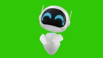 Cute 3D mini Robot character animation with laughing movement. Green screen background. Perfect looping. Artificial intelligence virtual assistant robot. video