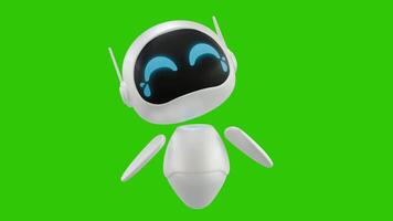 Cute 3D mini Robot character animation with laughing out loud movement. Green screen background. Perfect looping. Artificial intelligence virtual assistant robot. video