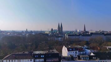 Bremen Cathedral Spires Hidden Behind Rooftops Aerial View video