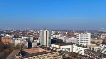 Low Altitude Overview of Bremen with Cathedral Spires video